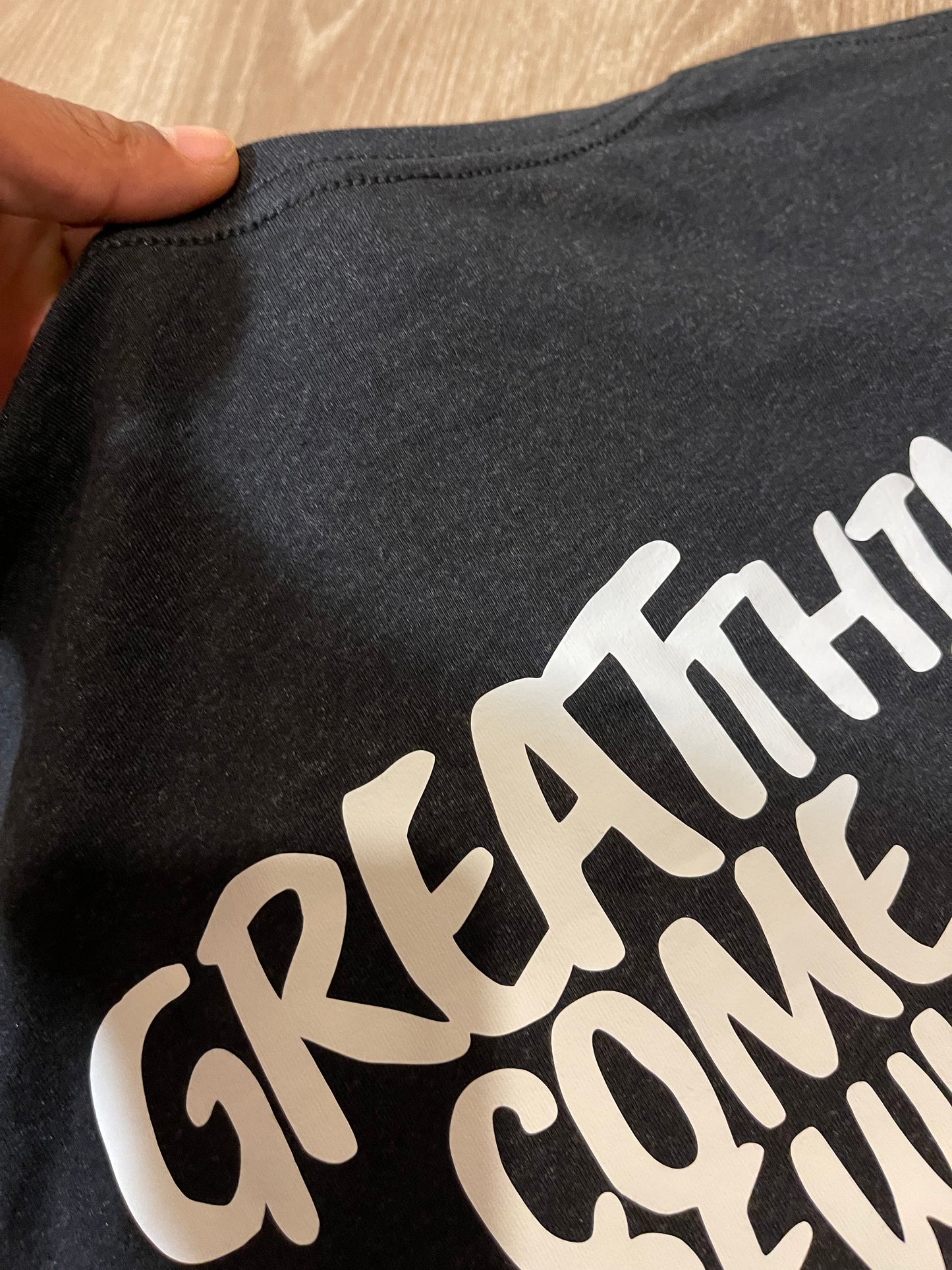 Heather Black “GREAT THINGS” T-Shirt